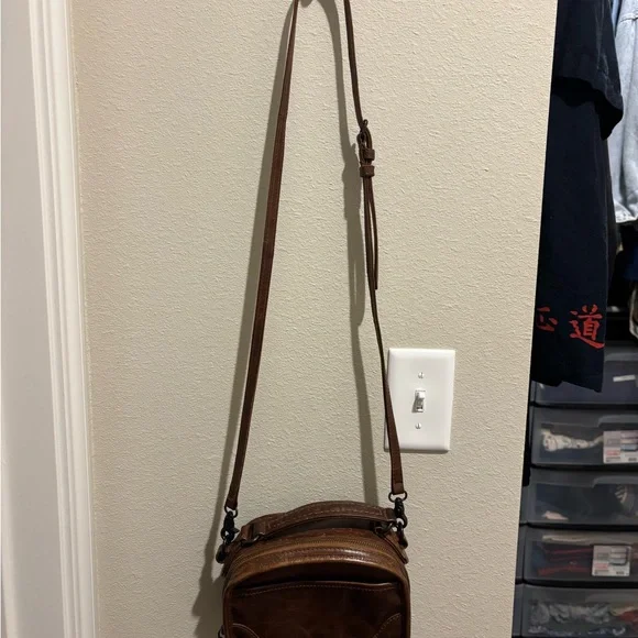 Frye Melissa Top Handle Leather Crossbody Bag in Dark Brown - Picture 3 of 6